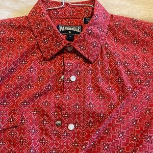 Mens western pearl snap long sleeve shirt.